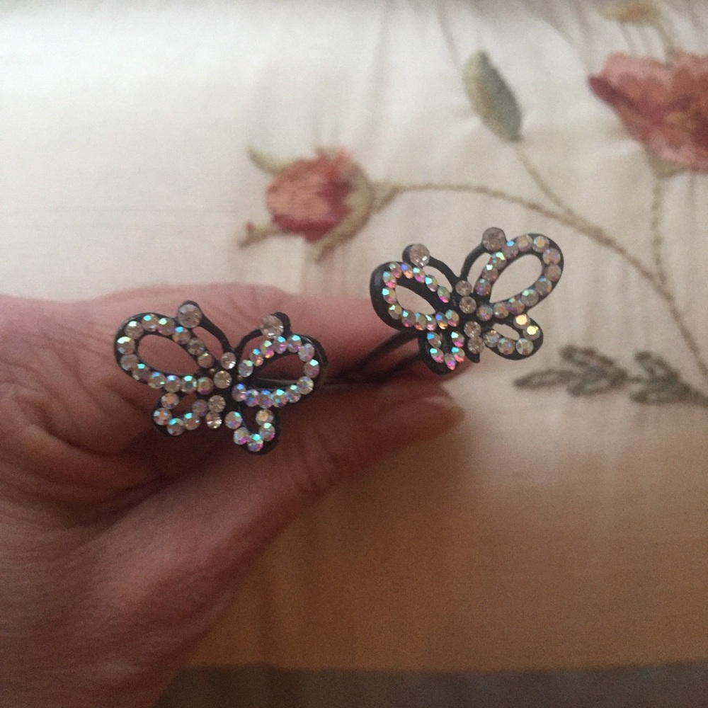 Set of 2 Rhinestone Butterfly Hair Pins